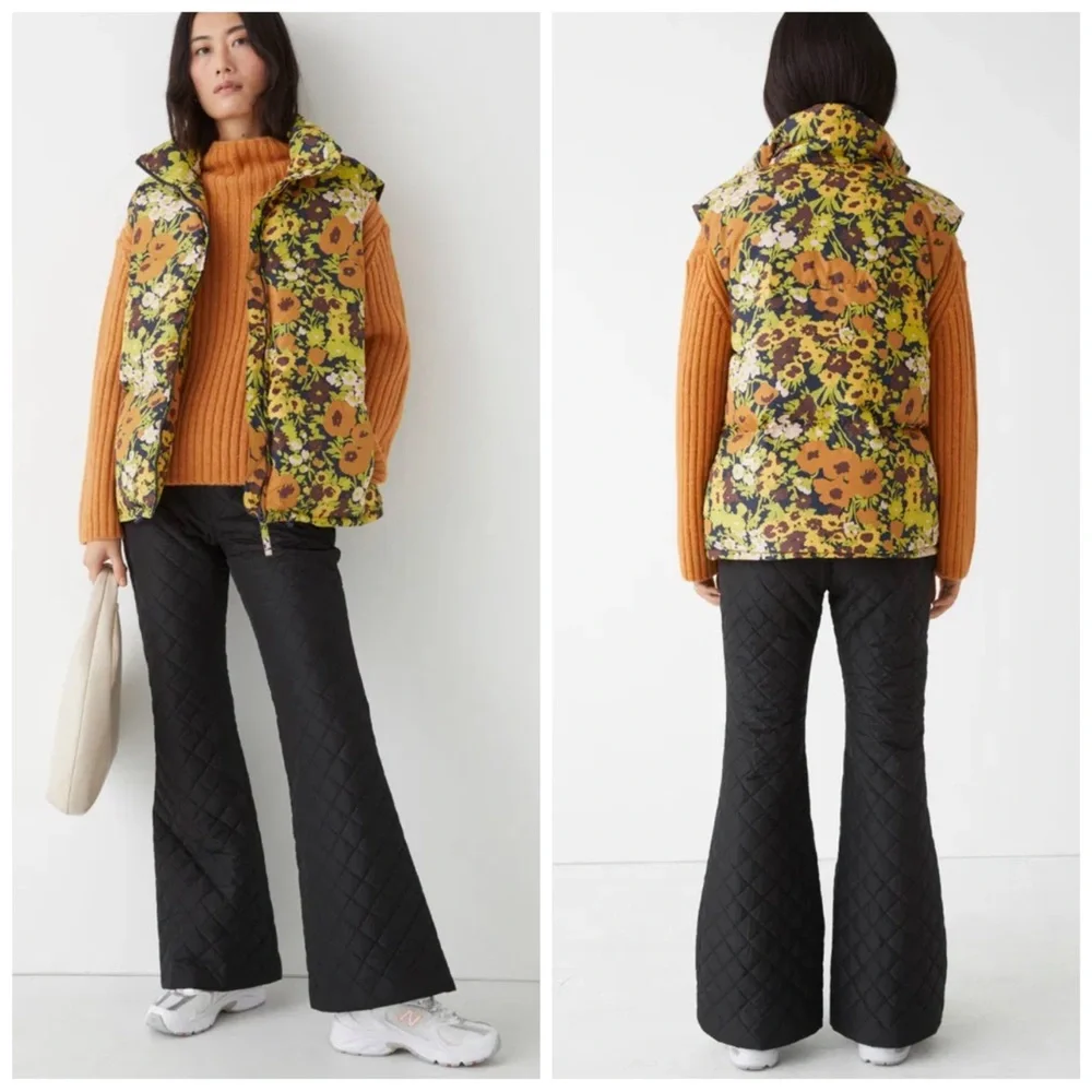 •& OTHER STORIES• Black Flared Quilted Trousers Pant Size 12‎ - Picture 10 of 11